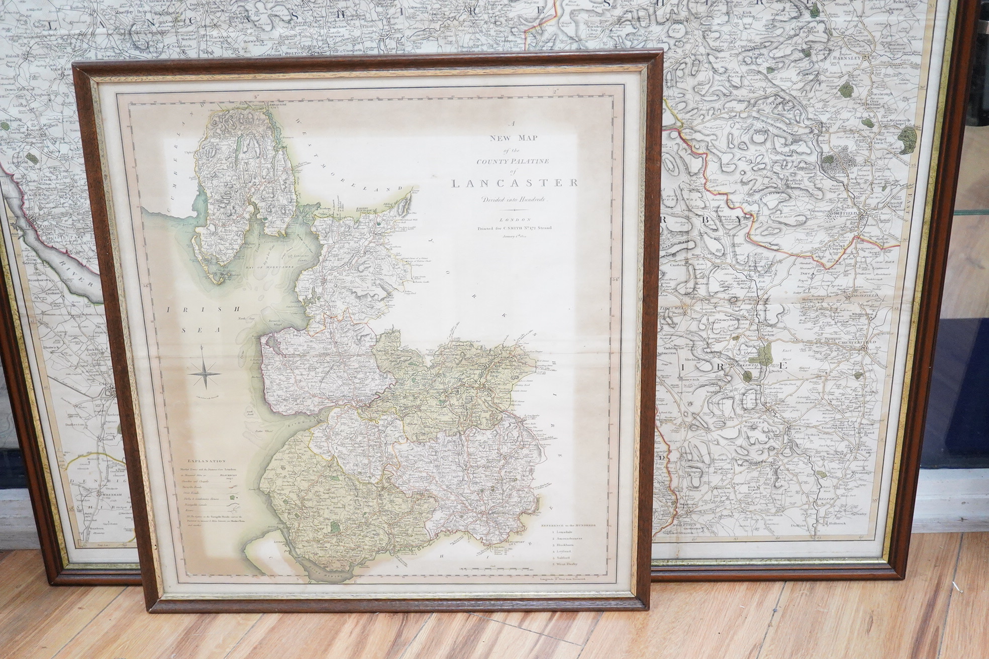 A collection of maps to include, After Stockdale, A New Map of the County Around Manchester, After Robert Morden, The County Palatine of Lancaster and various other unframed antique maps to include Continental and Britis
